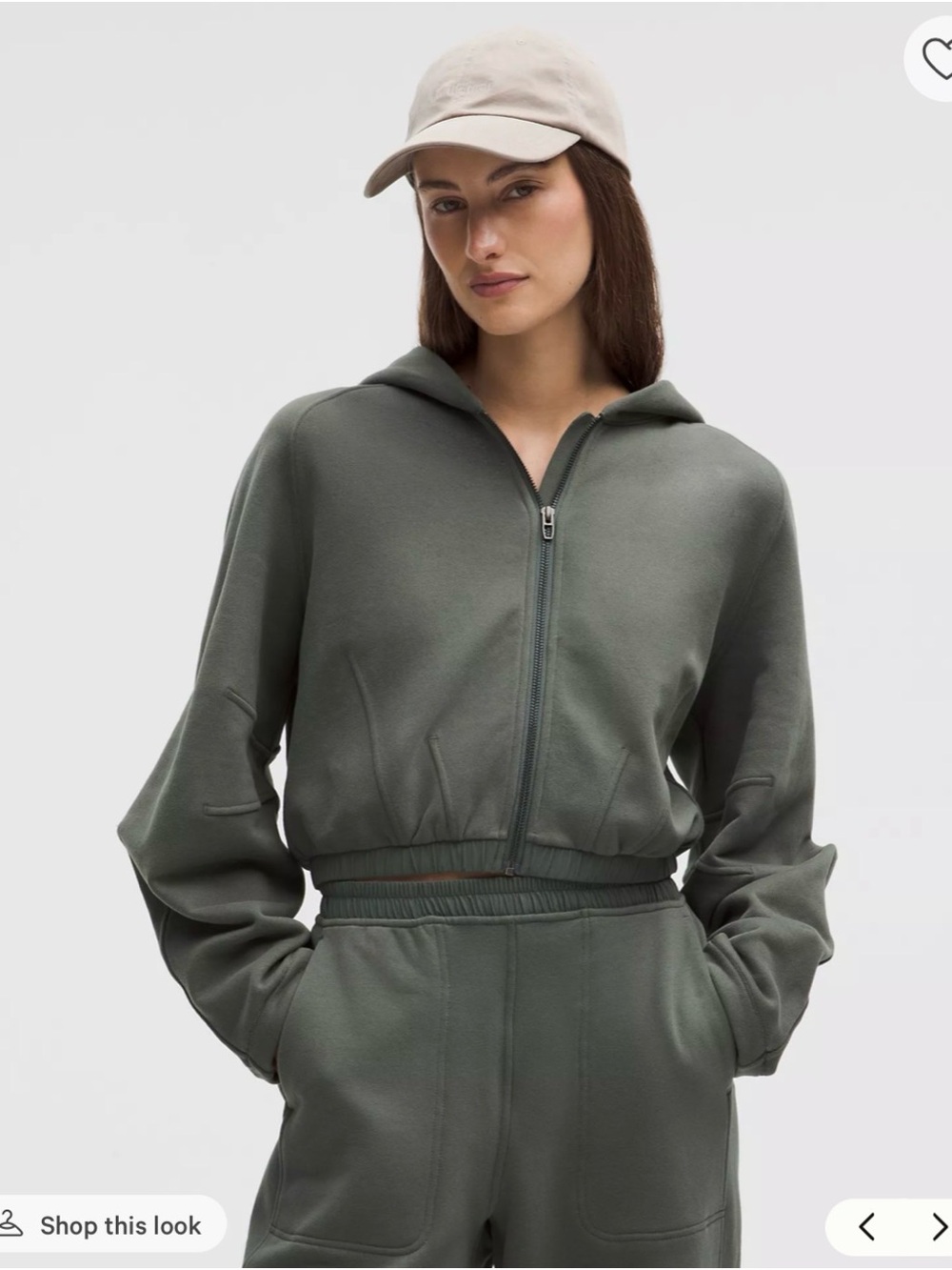 lululemon athletica Olive Green Cropped Zip Hoodie